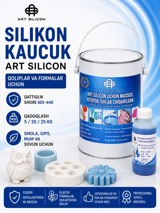 Art Silicon silikon kauchugi, moldlar va shakllar uchun, 605–640