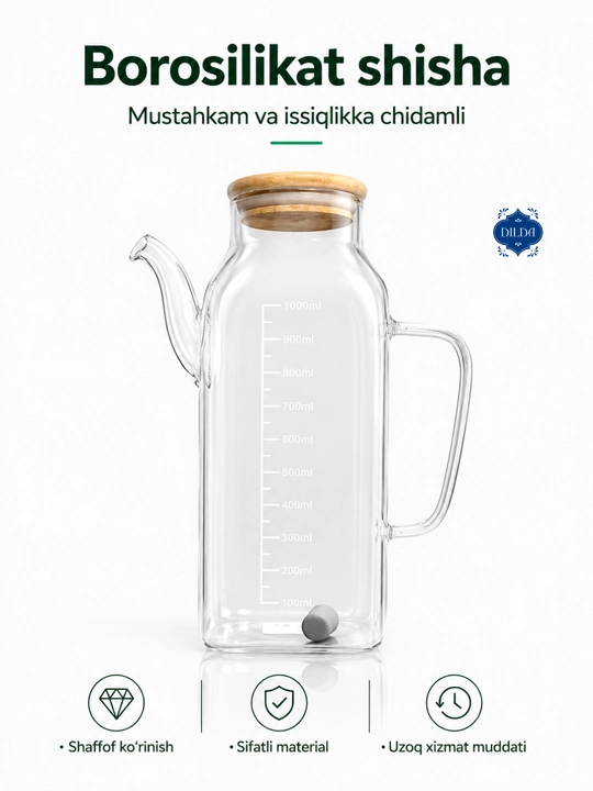 Shisha butilka-dozator, 500 ml, germetik qopqoqli, yog', moy va sous uchun