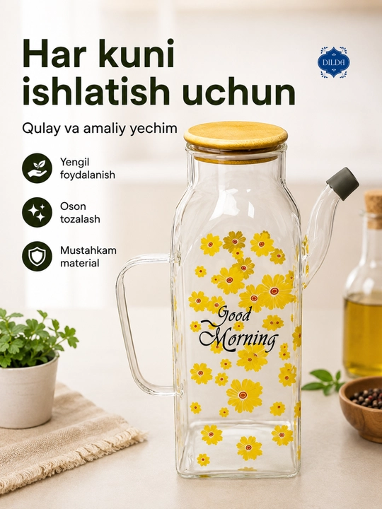 Бутылка-дозатор, стекло, 500 мл, герметичная крышка, с подставкой, для масла и соуса