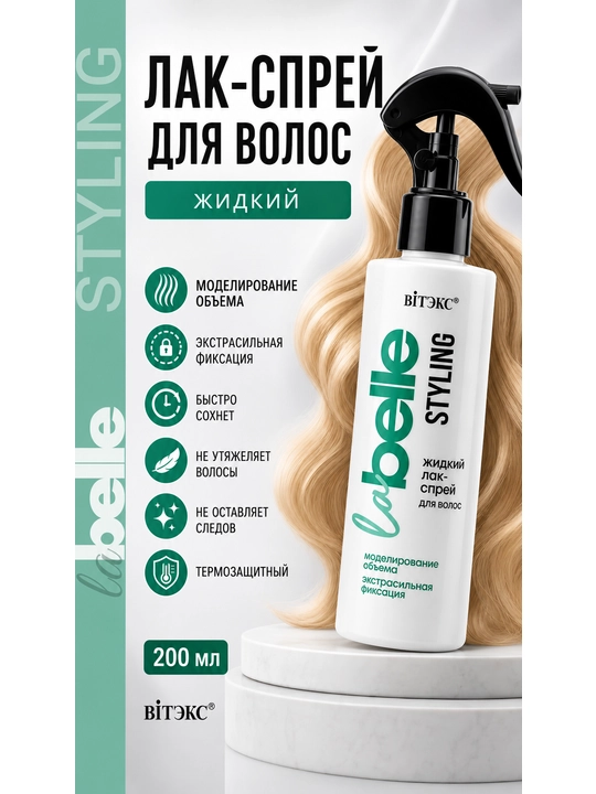 La Belle STYLING soch uchun suyuq, o‘ta mustahkamlovchi lak-sprey, 200 ml, Viteks - 