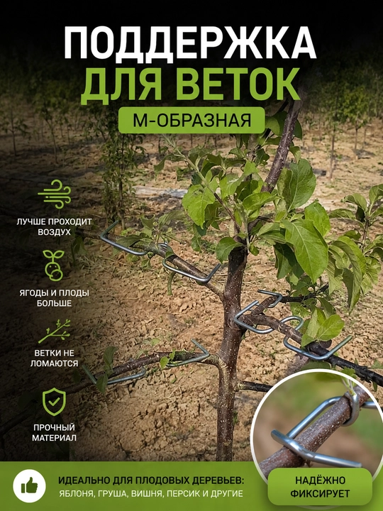 Daraxt shoxlari uchun tirgak, M-shaklli bog' mustahkamlagichi, ushlagich, 10 dona
