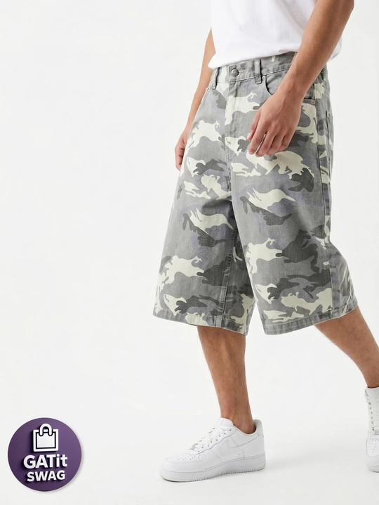 Джинсовые багги шорты милитари Y2K oversize унисекс GATit SWAG