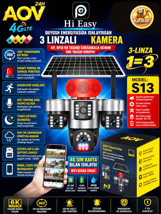 Камеры видеонаблюдения с питанием от солнечной батареи и SIM-карты, Full HD