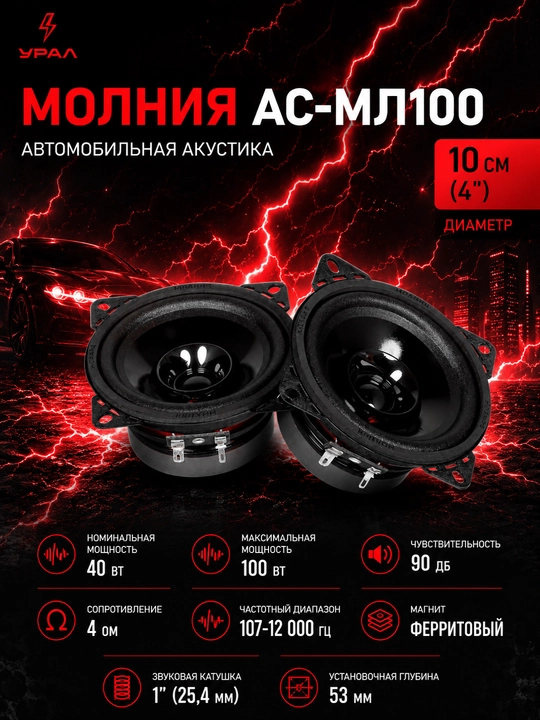 Автомобильные колонки МОЛОТ АС-М100 - 
