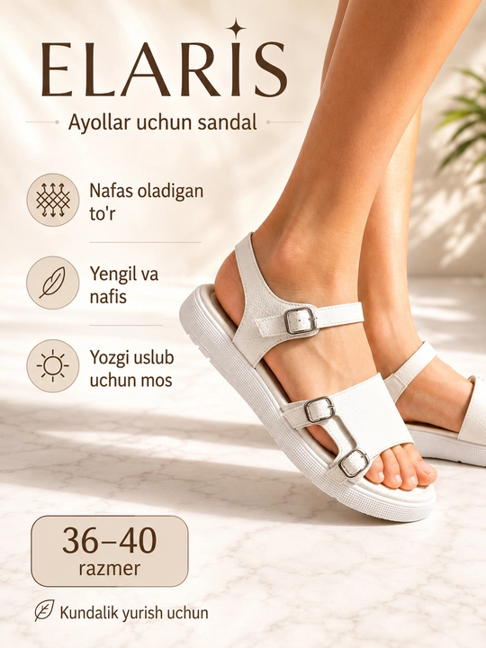 Ayollar va qizlar uchun sandalilar, 36-40 o'lcham, bahor-yoz-kuz, qulay, Temp Store 2025 - 