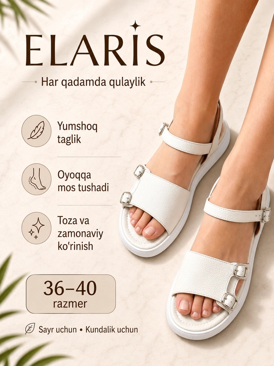 Ayollar va qizlar uchun sandalilar, 36-40 o'lcham, bahor-yoz-kuz, qulay, Temp Store 2025