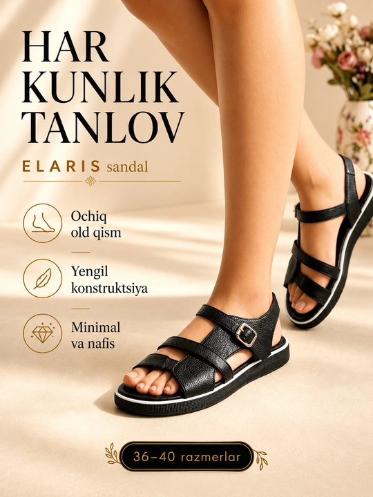 Ayollar va qizlar uchun sandalilar, 36-40 o'lcham, bahor-yoz-kuz, qulay, Temp Store 2025