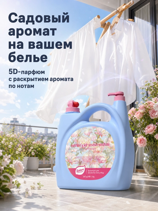 BOTARE Стиральный раствор 5 кг / банка гель для стирки  порошок автомат - 