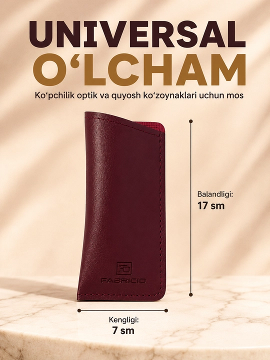 Ko‘zoynak uchun ixcham himoya futlyari, salfetka bilan to‘plami mavjud Fabricio