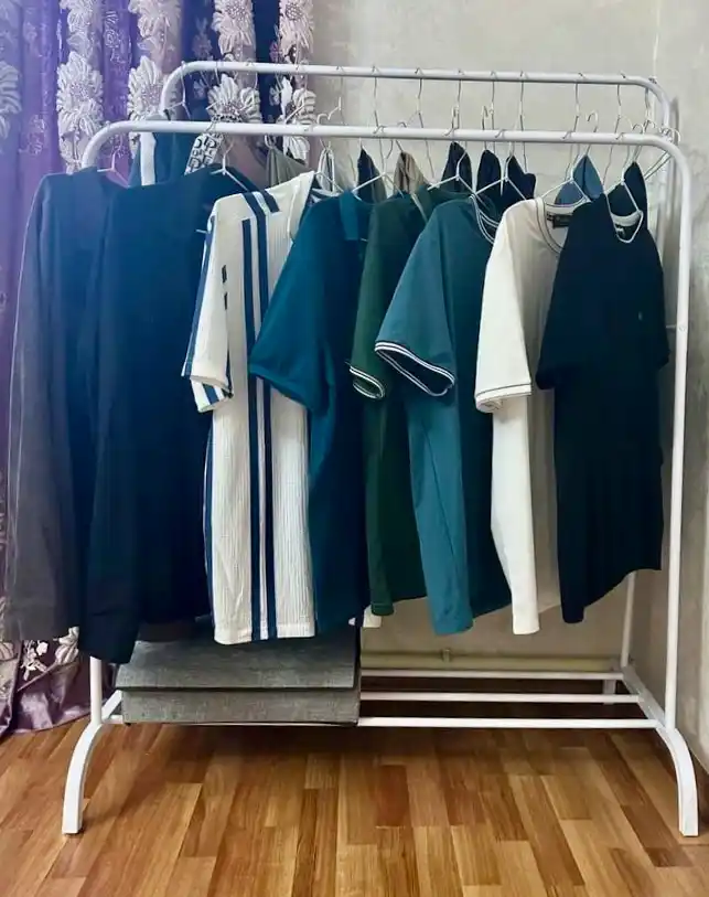 Вешалка напольная для одежды, с обувницей, металлическая