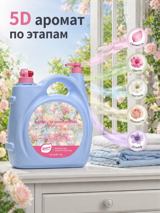 BOTARE Стиральный раствор 5 кг / банка гель для стирки  порошок автомат - 