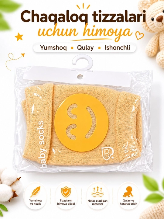 Bolalar uchun sirpanmaydigan paypoq, tizzalik emaklovchi himoya, 1–4 yosh - 
