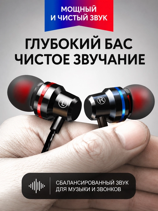 Yangi ichki quloqchin, mikrofonli, metall korpus, kuchli bass, telefon va ПК uchun