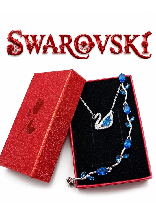 Ayollar va qizlar uchun taqinchoq, oqqush shakli, sovg'a qutisida, SWAROVSKI - 