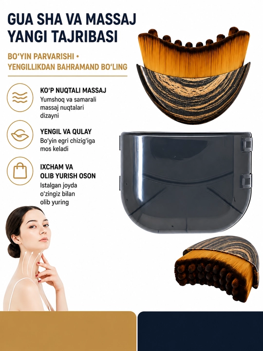 Massaj cho'tkasi, yuz massajeri – lifting, gua sha va limfa drenaj effekti