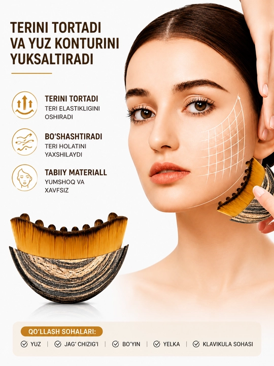 Massaj cho'tkasi, yuz massajeri – lifting, gua sha va limfa drenaj effekti