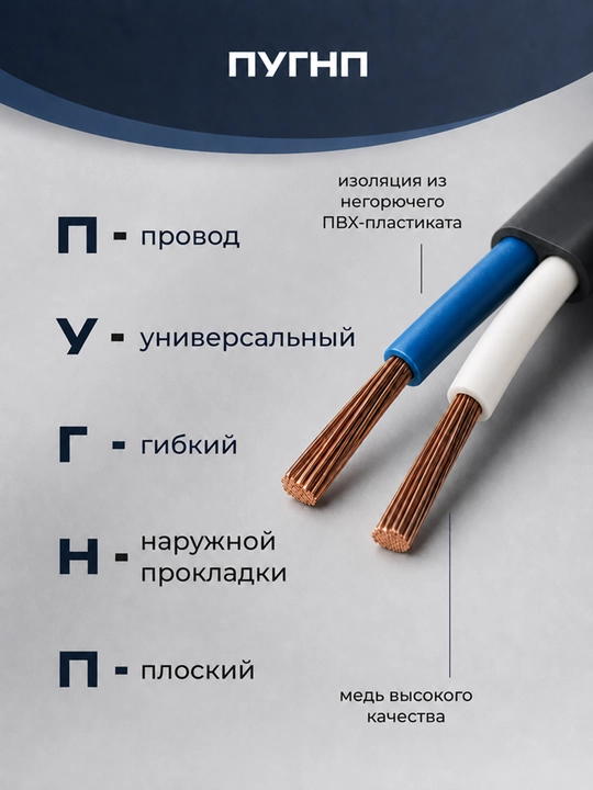 Uzkabel PUGNP, 2 simli yassi mis elektr simi 2x0.35-2x4 mm², 5-100 m