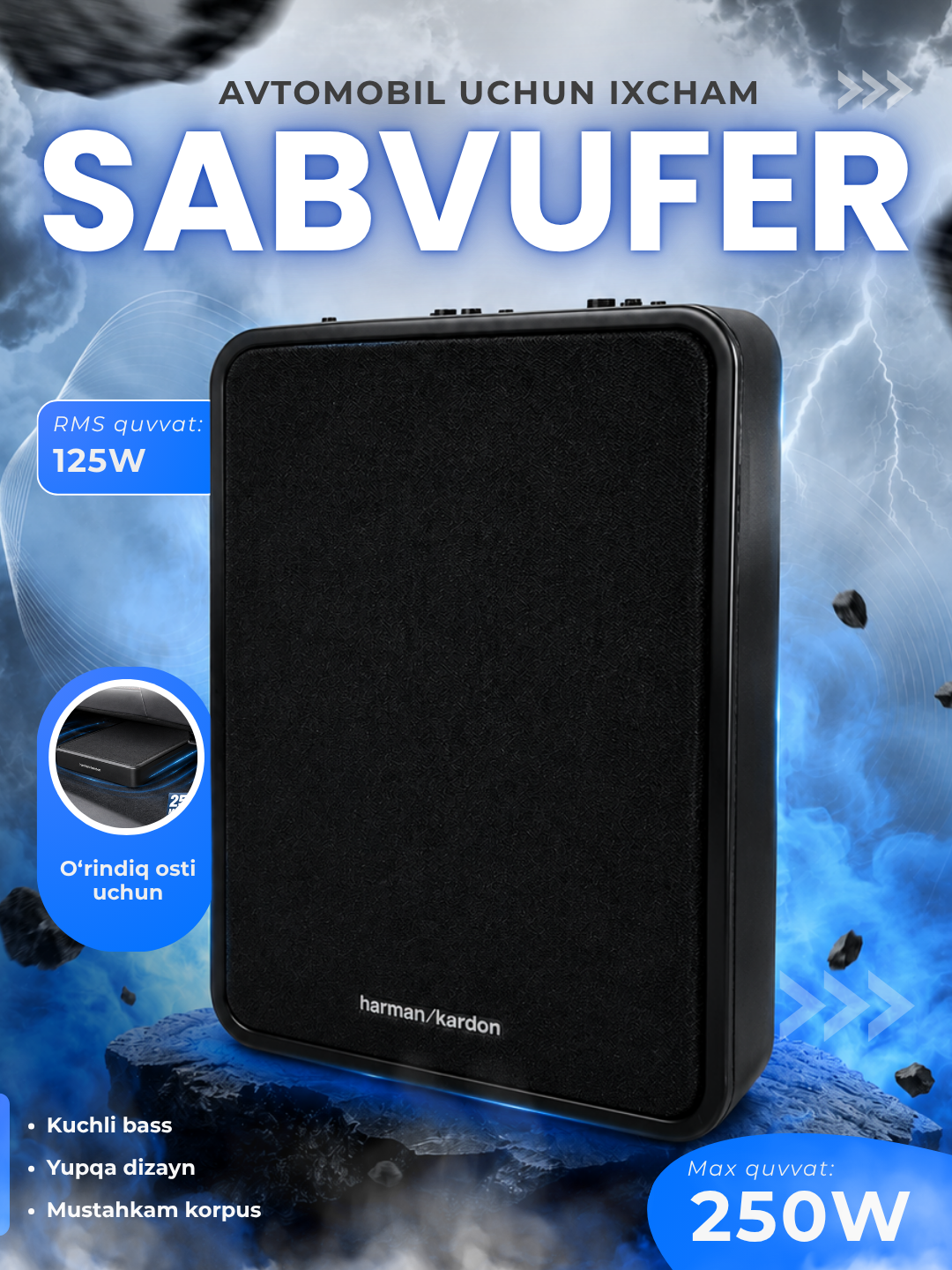 Avtomobil uchun sabvufer Harman Kardon Feel 700, 7 dyuym, 125W RMS - 