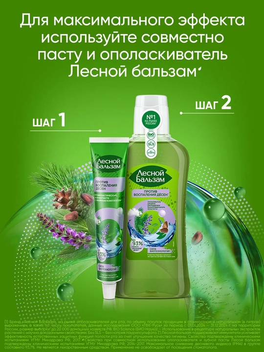 Ополаскиватель для дёсен "Лесной Бальзам" с маслом кедровых орешков и экстрактом шалфея