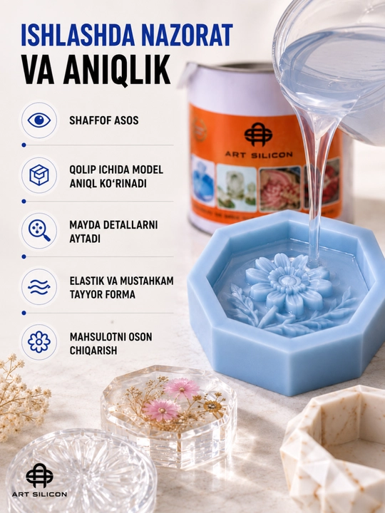 Art Silicon silikon kauchugi, moldlar va shakllar uchun, 605–640