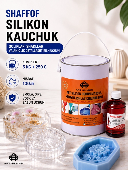 Art Silicon silikon kauchugi, moldlar va shakllar uchun, 605–640