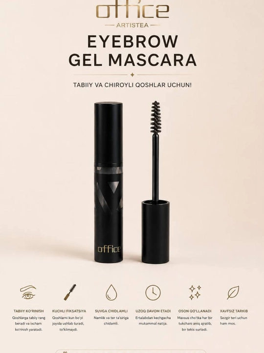 Office Eyebrow Gel Mascara Qoshlar Uchun Shaffof Gel Maskara Uzoq Davom Etuvchi Formula