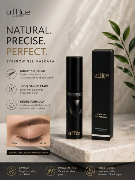 Office Eyebrow Gel Mascara Qoshlar Uchun Shaffof Gel Maskara Uzoq Davom Etuvchi Formula - 