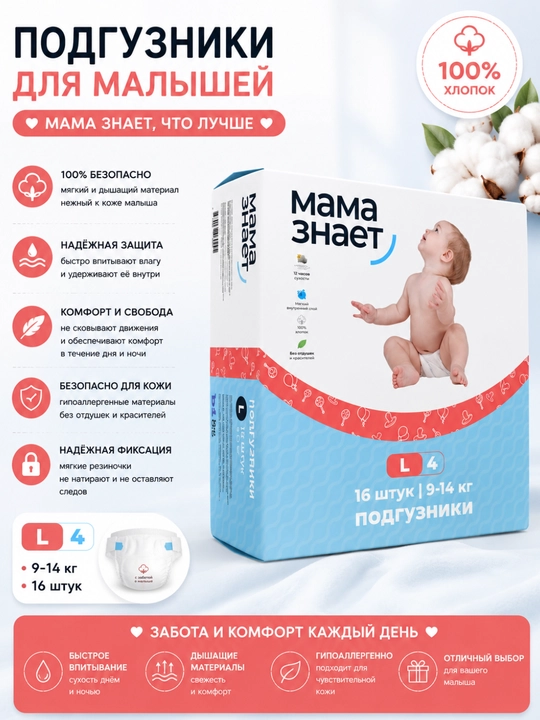 Подгузники Мама знает, 1-6 размеры