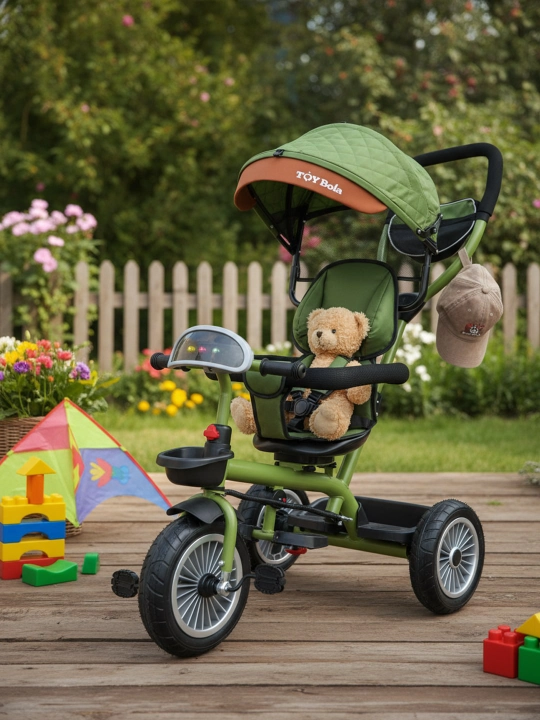 Велоколяска детская трехколесная с ручкой и козырьком 1-5 лет