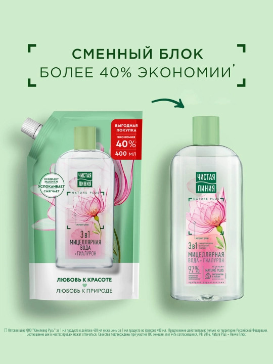 Chistaya Liniya mitsellyar suv 3 tasi 1 da 400 ml