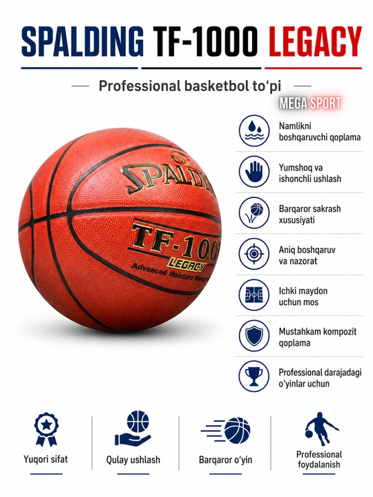 SPALDING TF-1000 Legacy professional basketbol to‘pi