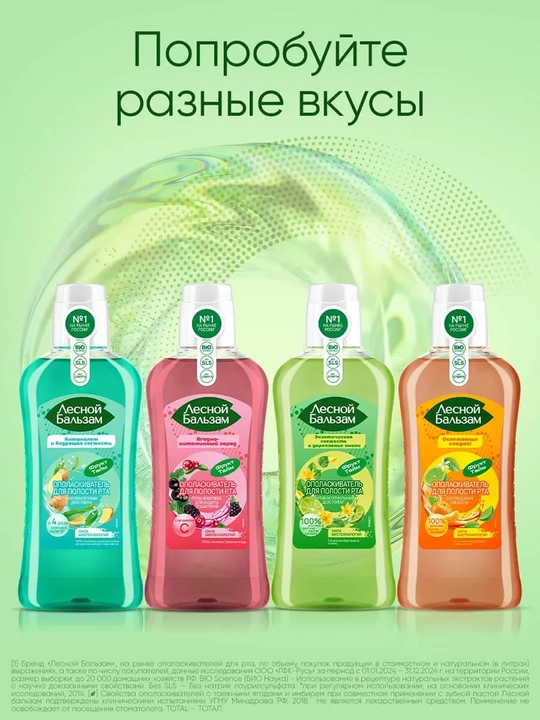 Ополаскиватель для полости рта Лесной Бальзам со вкусом бергамота и липы, 400 мл