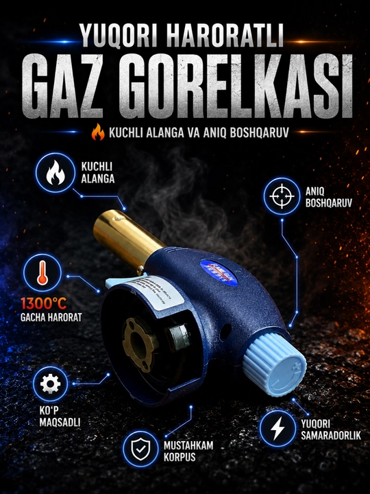 Gaz Balloniga Ulanadigan Portativ Gaz Gorelka (Flame Gun 915)