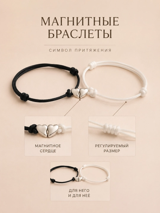 Браслеты для влюбленных, парные аксессуары
