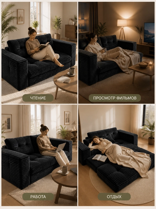 Бескаркасный мягкий диван для отдыха и чтения, 125 × 170 см