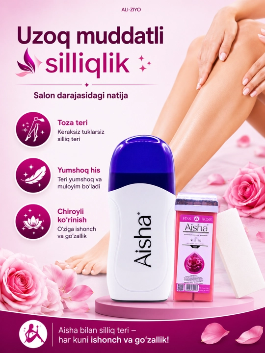 3 in 1 depilyatsiya to‘plami – mum isitkich, rollikli mum va depilyatsiya qog‘ozi