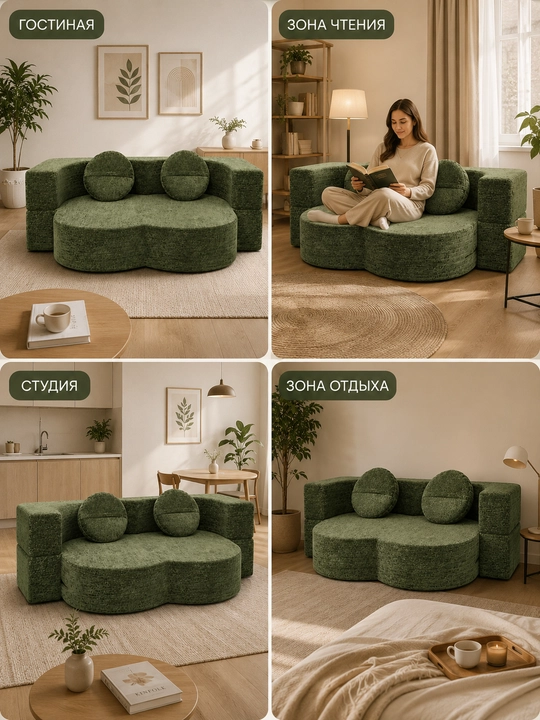 Karkassiz yumshoq divan, dam olish va kitob o‘qish uchun, 125 × 170 sm