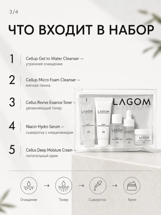 LAGOM TRAVEL KIT kosmetika vositalari to‘plami, 5 ta mahsulot