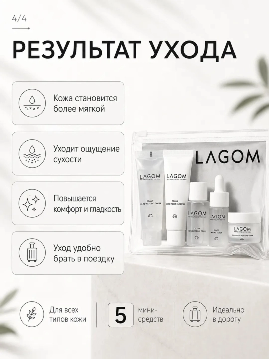 LAGOM TRAVEL KIT kosmetika vositalari to‘plami, 5 ta mahsulot