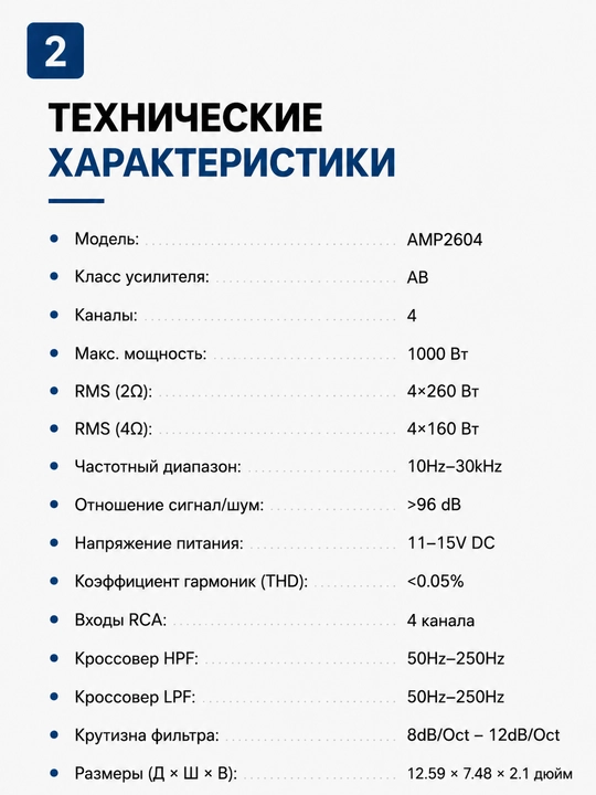 BLAUPUNKT AMP2604 avtomobil kuchaytirgichi, 4 kanalli, 1000 Vt, AB klass