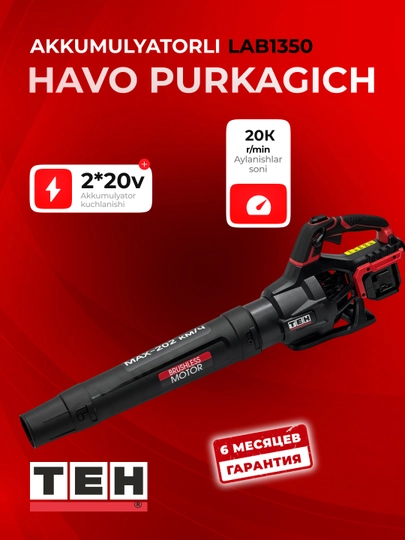 Аккумуляторный бловер TEH LAB1350, 2×20 В, 6 500–16 500/20 000 об/мин