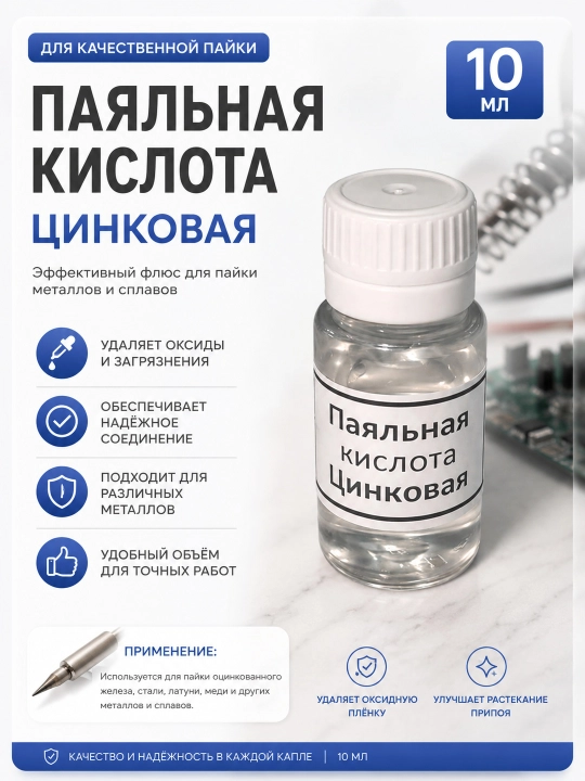 Ruxli payvandlash kislotasi 10 ml, mis, po‘lat va latunni payvandlash uchun faol flyus - 