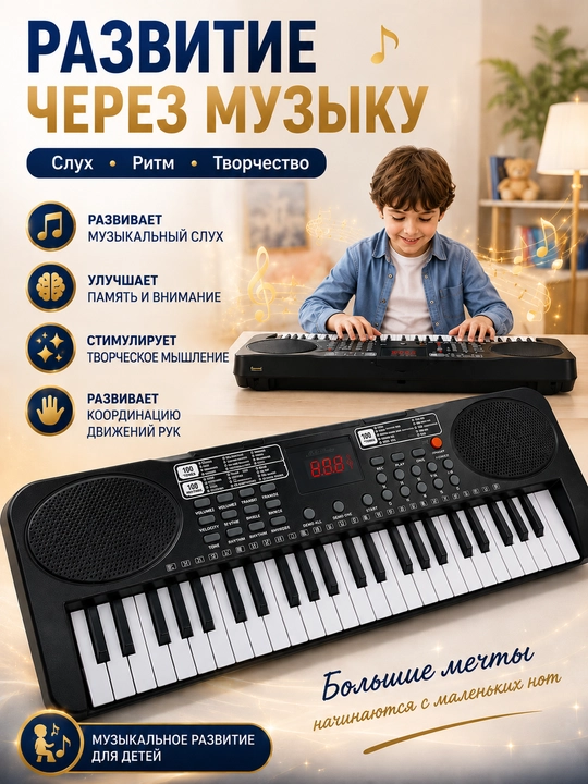Детский электронный синтезатор с микрофоном пианино игрушка и функцией записи звука