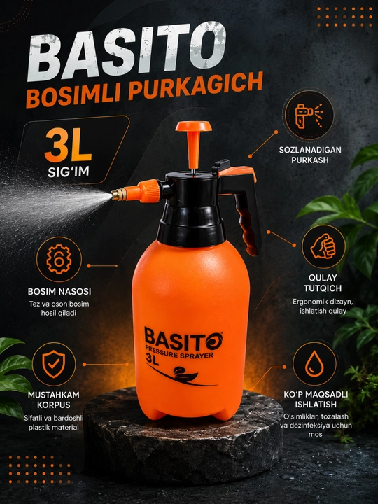 Qo‘l Bosimli Purkagich (Pressure Sprayer) – Ko‘p Maqsadli Suv va Kimyoviy Suyuqlik Sepgich