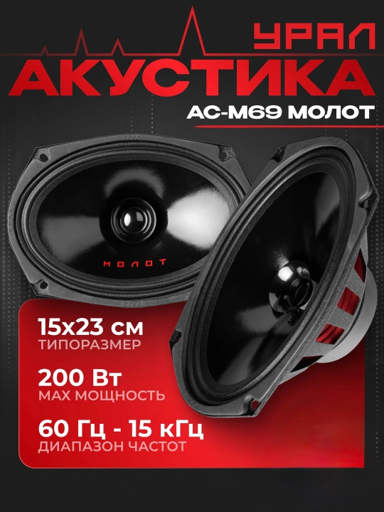 Автомобильные колонки МОЛОТ АС-М69 - 
