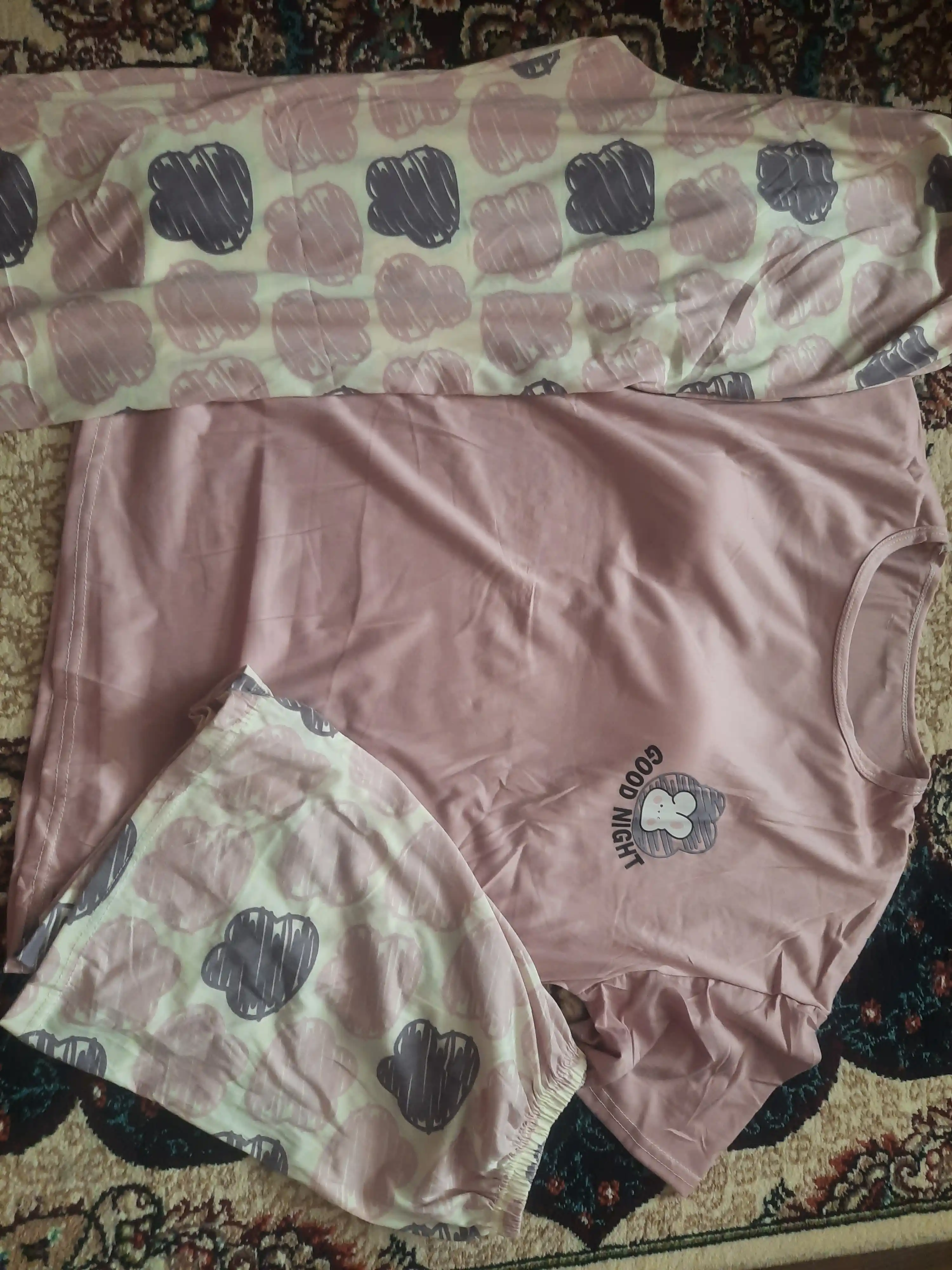 Ayollar uchun uch qismli pijama, 3v1, keng, o‘lchamlari M-3XL