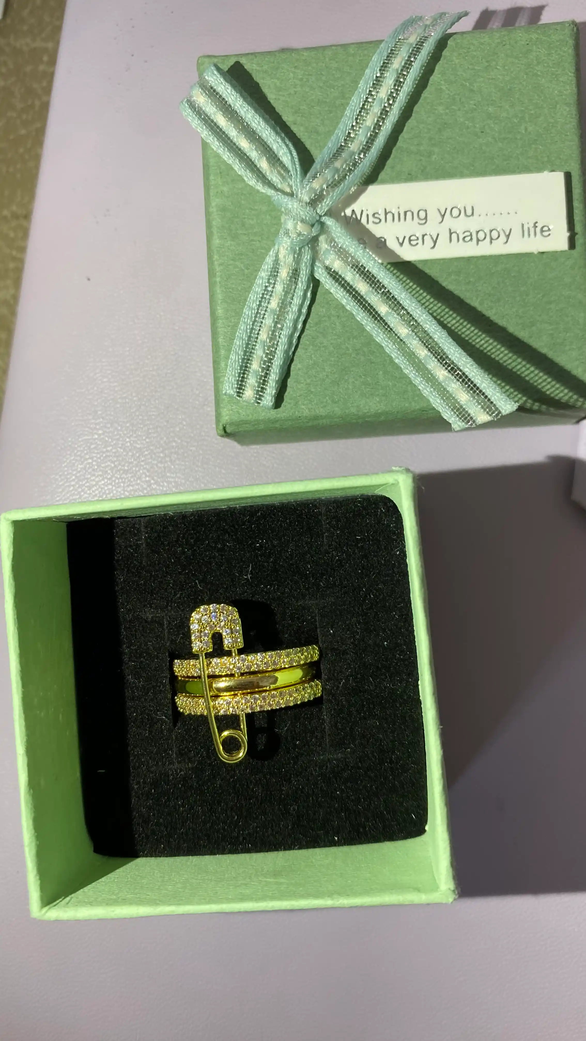 Safety Pin 3 qatlamli to‘g‘nog‘ichli uzuk, ayollar uzuklari, qizlar uchun uzuklar