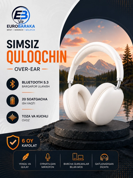 Беспроводные Bluetooth наушники Over-Ear с микрофоном, Bluetooth 5.3 - 