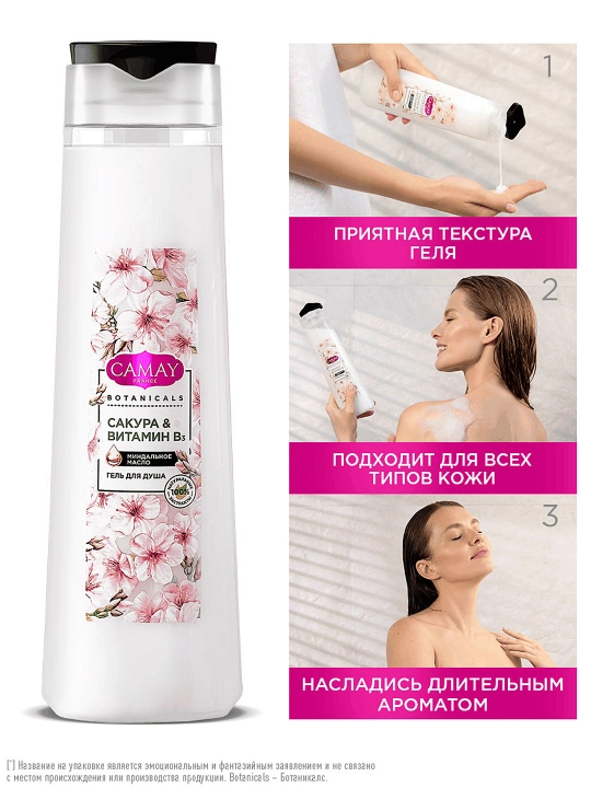 Гель для душа Camay Botanicals Японская сакура 400МЛ