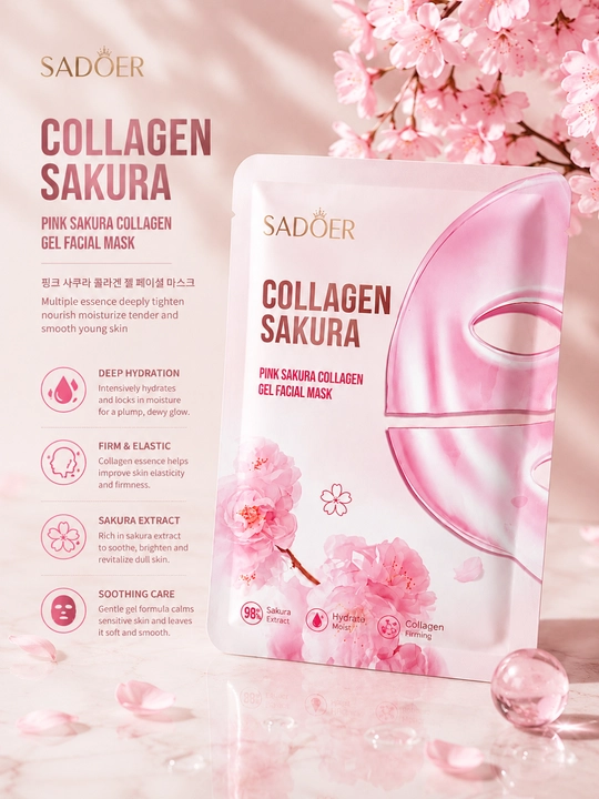 SADOER Facial Sheet Mask, yuz terisini namlantirish va parvarishlash uchun - 